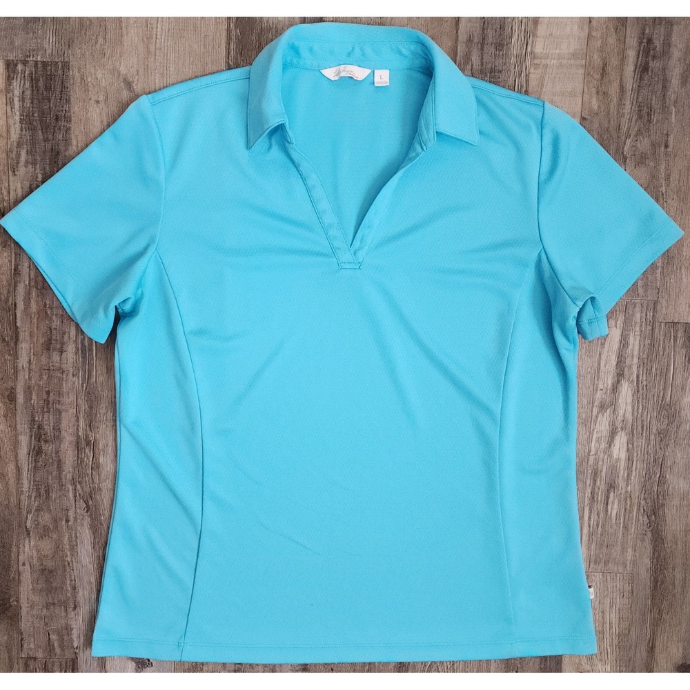 Lady Hagen Polo Shirt Womens Large Blue Short Sleeve Golf V-Neck Essentials Logo